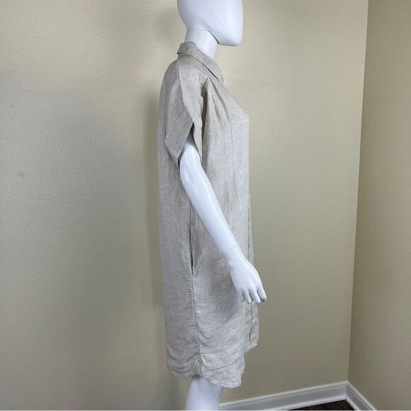 J.Crew Women Size M Beige Baird McNutt Irish Linen Shirt NEW Dress Roll  Sleeve